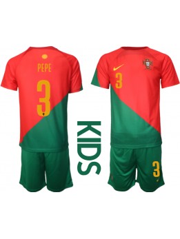 Billige Portugal Pepe #3 Hjemmedraktsett Barn VM 2022 Kortermet (+ Korte bukser)